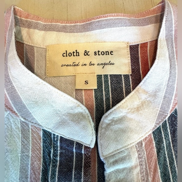 Anthropologie Cloth & Stone Striped Sleeveless V-Neck Shirt Dress - Size Small - Picture 13 of 15